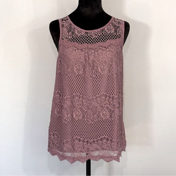 Maurices Tops - Maurice’s | Purple Pink Lace Women’s Tank Top Sleeveless Blouse Size S